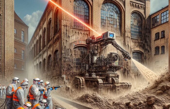 Laserowe czyszczenie elewacji cegieł fasady Sosnowiec