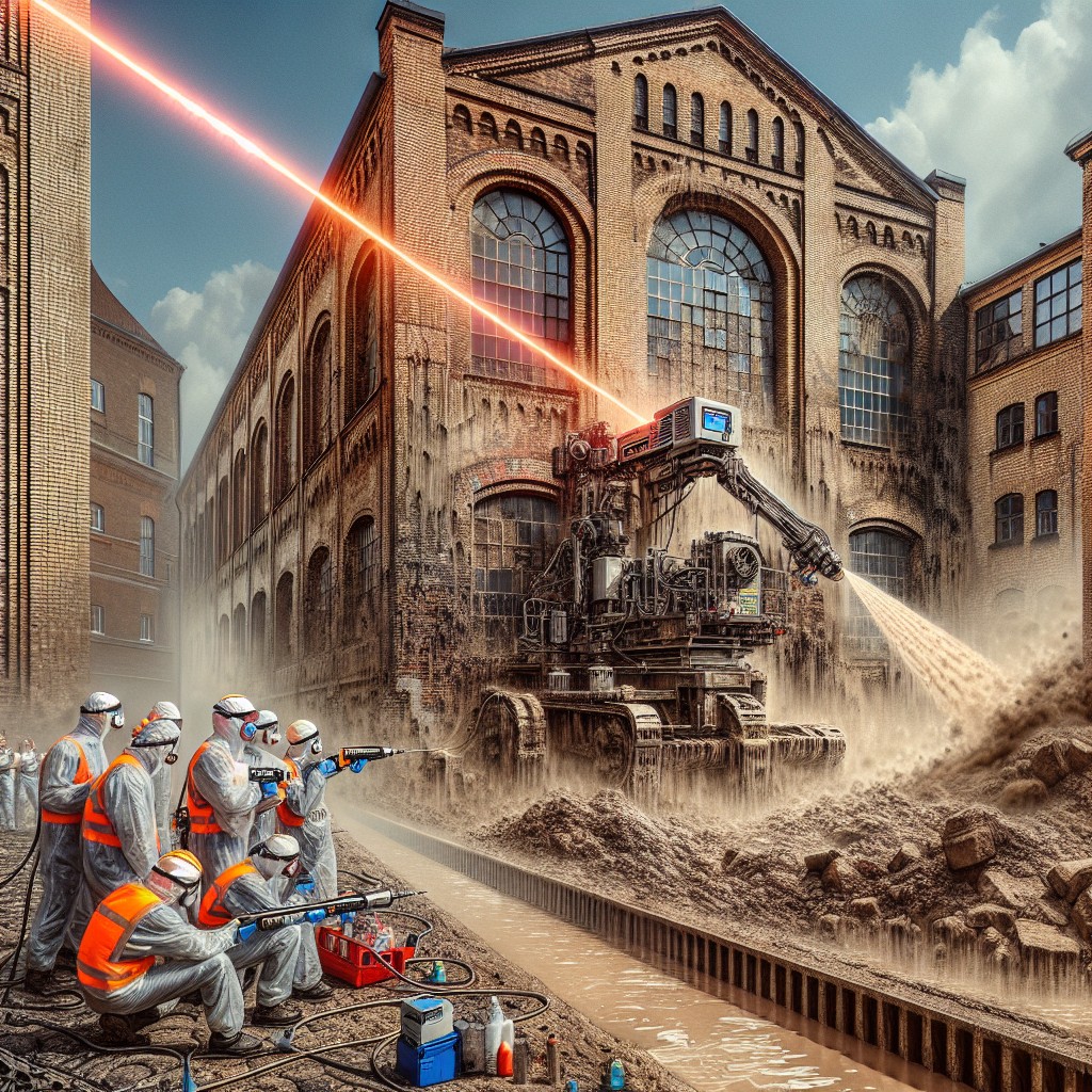 Laserowe czyszczenie elewacji cegieł fasady Sosnowiec